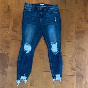 Ms. Cello Cropped Distressed Jeans